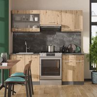 Cucina componibile R-Line, Rovere artigianale/antracite, 200 cm , AP Marble, Vicco