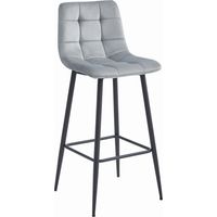 Tabouret Valora TEOTO velours gris argenté cuisine moderne