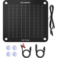 ECO-WORTHY 10W 12V Solar Trickle Charger Car Battery Maintainer, Portable Solar Panel Power Backup Kit with Alligator Clip Adapter for Car RV Boat Automobile Motorcycle