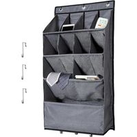 Étagère à chaussures murale à suspendre avec 6 crochets et 11 grandes poches profondes pour chaussures pour hommes et femmes, gris