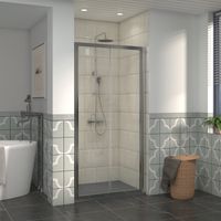 NRG 900mm Bathroom Bi- Fold Shower Door Chrome Framed with 1100x900mm SMC Rectangle Shower Tray Anthracite