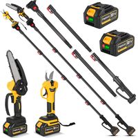 Onevan – Élagueuse électrique 4 en 1 avec tronçonneuse 6 pouces – Moteur sans balais – 2 batteries 3000 mAh – Longueur réglable jusqu'à 2.27m