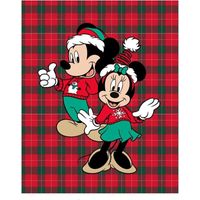 Plaid Polaire Disney Mickey et Minnie - Noël - Rouge et Vert 160x130cm