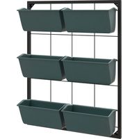Jardiniera verticale 3 niveles 6 vasi acciaio plastica verde scuro 52x14x66cm