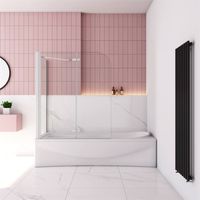 90x70x140cm 6mm klares ESG Faltwand mit Seitenwand Badewannenaufsatz Duschwand Duschkabine