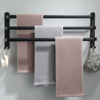 Wandmontierter Handtuchhalter aus Aluminium – 3 Ablagen – mit Haken – 60 cm – wasserfest – schwarz – für Bad, Küche und Dusche