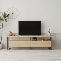 Decortie Cornea Moderner TV-Schrank mit Aufbewahrungsschrank 150cm - Eiche