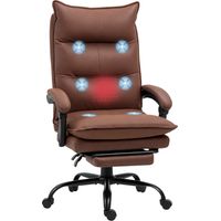 Fauteuil de bureau massant et chauffant. chaise de bureau. hauteur réglable. dossier inclinable. 66x74x121.5cm marron