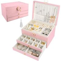 Boite a Bijoux, Rangement Bijoux 3 Niveaux Boite a Bijoux Fille, Boite à Bijoux Femme Boite Rangement Bijouxrange Bijoux Femme pour Boucles, Colliers,Bagues,
