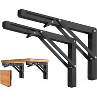 Lot de 2 Equerre Etagere 300mm, Support Console Pliable, Acier Inoxydable Equerre Rabattable Murale, 60KG/132lbs Porteur