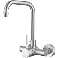 ONECE Robinet de Cuisine Mural, Distance des Trous d'eau Chaude et Froide 110mm, Mitigeur Mural Rotatif à 180°, Aérateur Démontable, Mitigeur Cuisine Encastré en Acier Inoxydable 304, Brossé