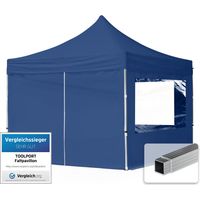 Gazebo Pieghevole Giardino 3x3m - 4 laterali Alluminio Telo idrorepellente Padiglione Mercati Sagre blu