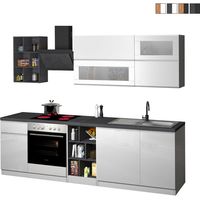 Cuisine moderne complète design linéaire 256cm modulable Unica - Blanc - Gris