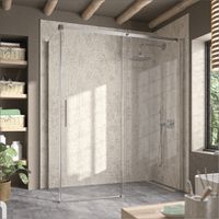 Duschwand mit Schiebetür LUNA - Glas 8mm / 150 cm Seitenstück : 76.5 - 79 cm