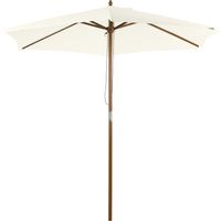 Sonnenschirm Ø 250 cm, Sonnenschirm mit Seilzugmechanismus Balkonschirm Strandschirm aus Bambus windfest Marktschirm Sonnenschutz für Balkon Terrasse Garten, Weiß