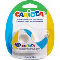 Carioca Blister 1 Rollenhalter + transparentes Klebeband - nicht vergilbend mit der Zeit - ideal für Papier und Karton - Farbe varios