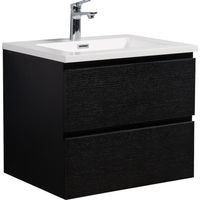 Badezimmer Badmöbel-Set Angela 60cm - Schwarz Holz - Unterschran