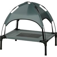 Cama elevada para mascotas con toldo extraíble tela transpirable 61x46x62 cm Gris