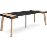 Skraut Home - Consolle allungabile, Tavolo consolle allungabile , 220, Per 10 persone, Gambe in legno, Stile moderno, Rovere e nero