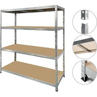 Étagère de rangement en métal 180x150x40cm – 4 niveaux – Charge max 1000kg – Fixation murale incluse – Finition galvanisée gris – Eurospen