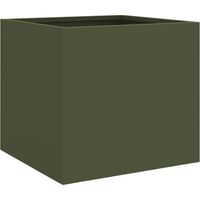 Jardinière Bac à fleurs vert olive 32x30x29 cm acier