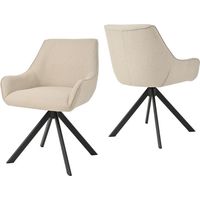 Goeurvant Poltrona girevole a 360° con schienale curvo e morbido cuscino, il connubio perfetto tra stile e comfort - Set di 2 - Beige