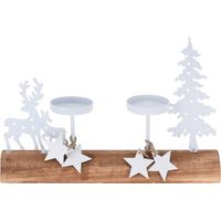 Centro de mesa de madera con vela