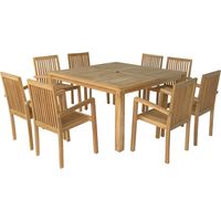 Mobili da giardino in teak JAVA - tavolo quadrato - 8 posti a sedere