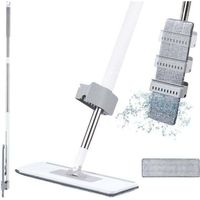 Balai Microfibre avec Essorage Intégré, Balai Serpillère Professionnel avec 137cm Poignée, Serpillère Plate avec 2 Tampons Réutilisables, pour Nettoyage Bois Dur, Stratifié, Carrelage