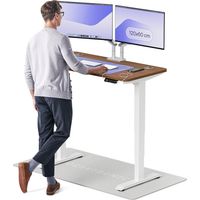 Desktronic Bureau assis debout HomePro - 120x60cm - Blanc/Noyer