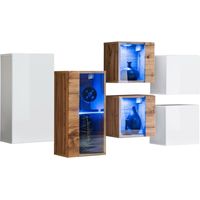 Ensemble meubles de salon SWITCH SBIV – Chêne et Blanc – LED intégrées – Design moderne