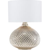 Beliani – Lampe à poser glamour dorée et blanche – Abat-jour rond en polycoton – E14 Max 40W – Éclairage de salon moderne
