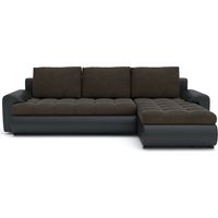Tokyo Right Hand Facing Velvet Fabric Corner Sofa Bed - Brown & Black