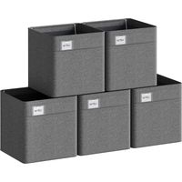 WOLTU - Juego de 5 cajas de almacenamiento plegables de tela, 34 L, color gris oscuro