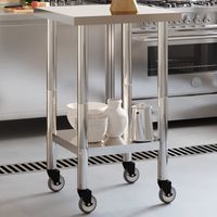 Table de travail de cuisine avec roues-Plan de travail de cuisine-Îlot de cuisine 55x55x85 cm inox