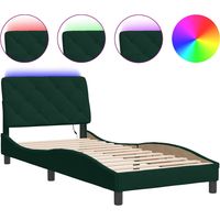 Maison Exclusive - Bettgestell mit LED ohne Matratze Dunkelgrün 9