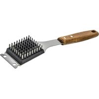 Grillreinigungsbürste mit Schaber, Edelstahlkopf und Holzgriff – ideal für Grillabende und Camping