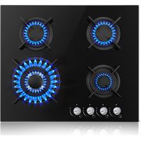 Plaque de cuisson gaz 4 feux 60 cm – Puissance 8060 W – Sécurité thermocouple – Installation facile – Kit de conversion GPL inclus