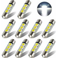 36MM 5050 LED Ampoule De Voiture Plaque D'immatriculation Lumière Intérieur Dôme Lampe Blanc,6000 K,Starlight,10Pcs