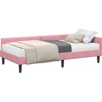 Corner Bed Frame with Mattress Other Manual 2 pcs Grey Velvet vidaXL