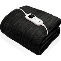 Purus Black Electric Throw Heated Blanket 160x120cm Soft Fleece Blanket Black