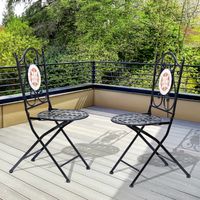 Asiento Plegable JardĂn Bistro Mosaico Metal 120 kg 50x40x94.5 cm Noir Lot de 2