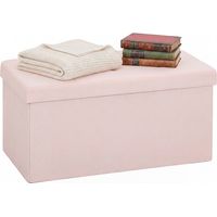 Puff Almacenaje, Banco Almacenaje Plegable 84 L 76x38x38 cm Tapizado en Lino Sintético Baúl de Almacenamiento Rosa