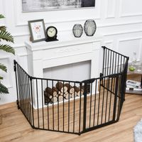 PawHut Barrière de sécurité parc enclos chien modulable pliable porte intégrée 300L max. x 74,5H cm métal PP noir