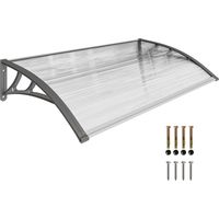 Tettoia moderna in policarbonato e alluminio per balconi 110x60 cm protezione UV