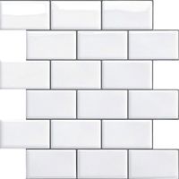Crédence autocollante pour cuisine et salle de bain, carrelage mural autocollant, crédence de cuisine blanche autocollante, carrelage mural imperméable autocollant en PVC 3D style métro, lot de 4 (noi