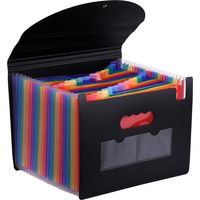 24 Pockets Expanding File Folder with Cover Accordian File Organizer A4 Letter Size Document Organiz