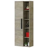 Colonne de salle de bain suspendue 135x51cm – 1 porte – 3 étagères réglables – Finition aluminium laqué noir mat – Arkitmobel