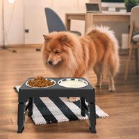 Elevated Dog Bowl Stand, Adjustable Height Elevated Bowl, 44 x 24 x 30 cm, Black