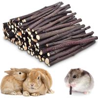 Lapin à Mâcher Jouets,Jouet Lapin Nain Intérieur,Jouets pour Lapins,Jouet Hamster,Bâtonnets à Mâcher Bois Pommier,Branche Molaire,Hamster (100g)